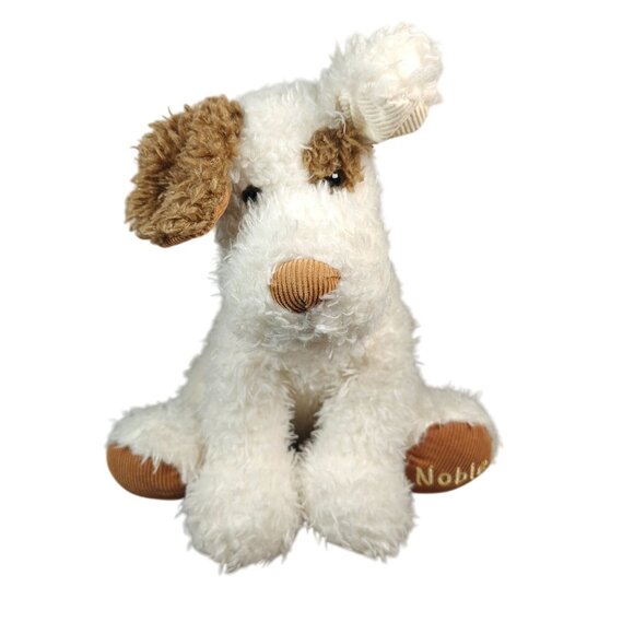 Barnes & Noble Exclusive Noble Plush Dog Toy 12" White Brown Fluffy Puppy - Picture 1 of 8
